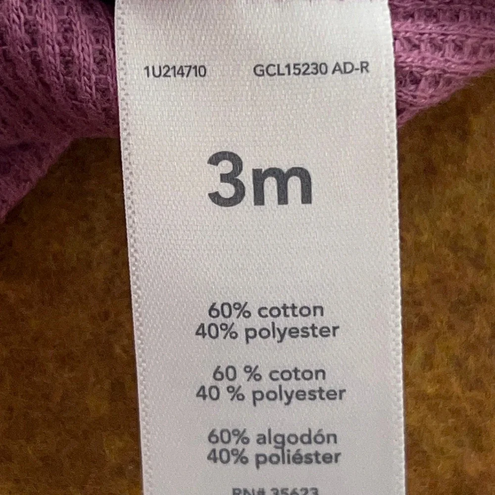 Carter's Just One You Baby Size 3M Purple Waffle Knit Thermal 2 Piece Set NWT